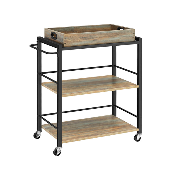 Carrello da Cucina 40 x 72 x 86 cm Marrone e Nero