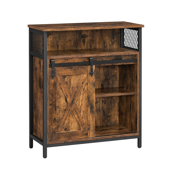 Armadietto da Soggiorno Ripiano Regolabile Stile Country Marrone Vintage e Nero