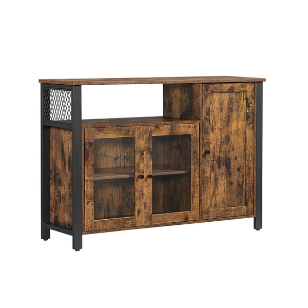 Credenza Contenitore 33 x 110 x 75 cm Stile Country Marrone Vintage e Nero