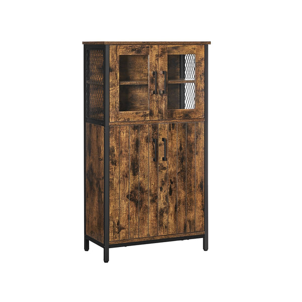 Armadietto Credenza Multiuso Regolabile Stile Industriale Marrone Vintage e Nero