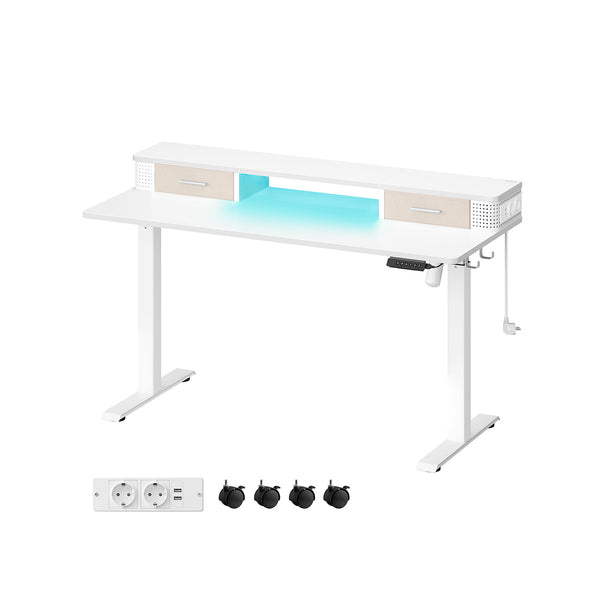 Scrivania Regolabile Elettrica 60 x 140 x (72-120) cm Bianco Nuvola