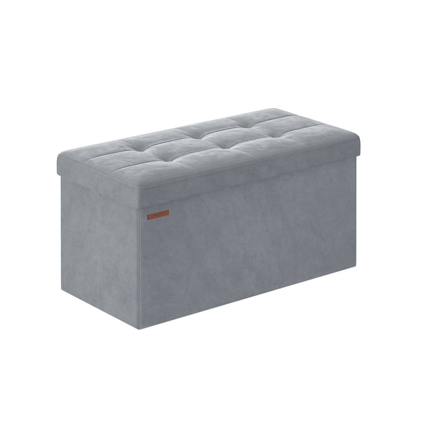 Cassapanca 38 x 76 x 38 cm in Velluto Grigio Tortora
