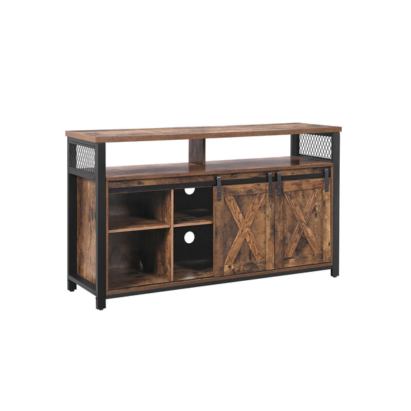 Tavolo Porta TV fino a 60 Pollici con Ripiani Regolabili Marrone Vintage e Nero