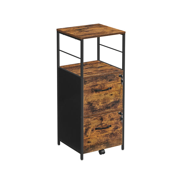 Schedario con 2 Cassetti Marrone Vintage e Nero