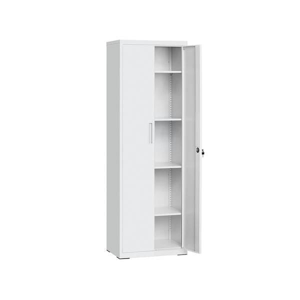 Armadietto Multiuso con 5 Ripiani Anta Doppia e Chiusura per Strumenti Bianco