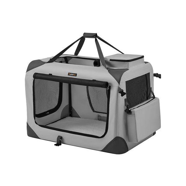 Trasportino per Cani Animali Gabbia Pieghevole Traspirante Portatile Grigio Fumo