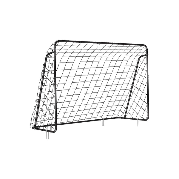 Porta da Calcio per Bambini Montaggio Veloce Tubi in Ferro e Rete di PE Nero