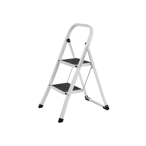 Scaletta Pieghevole a 2 Gradini Facile Montaggio Portante 150 kg Bianco Semplice