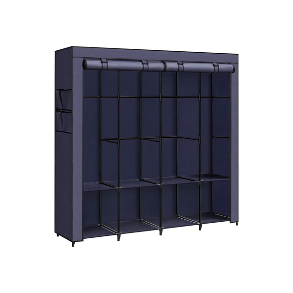 Guardaroba di Tessuto con 4 Barra Appendiabiti Blu Scuro