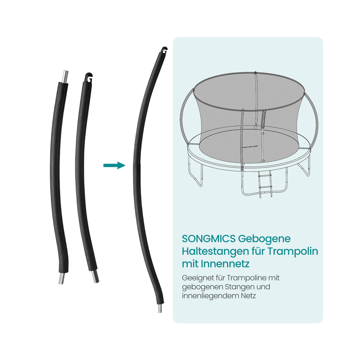 Pali Per Rete Trampolino Arebos - 6 Pezzi Da 209 Cm Con Imbottitura In Schiuma - Per Trampolini Ø 244-305 Cm - Foto 11