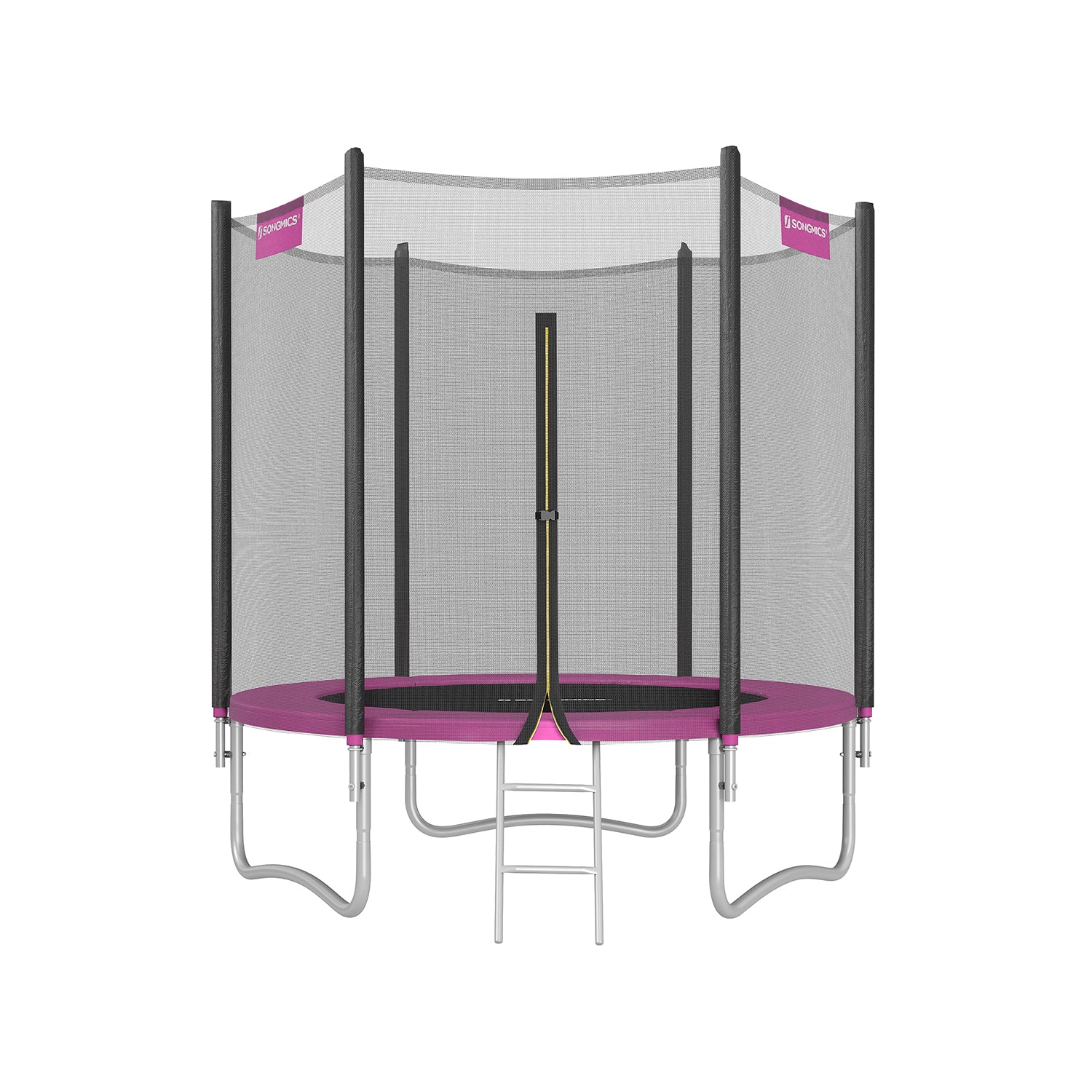 Trampolino da Giardino con Recinto Coperta per Molle 100 kg Nero e Rosa