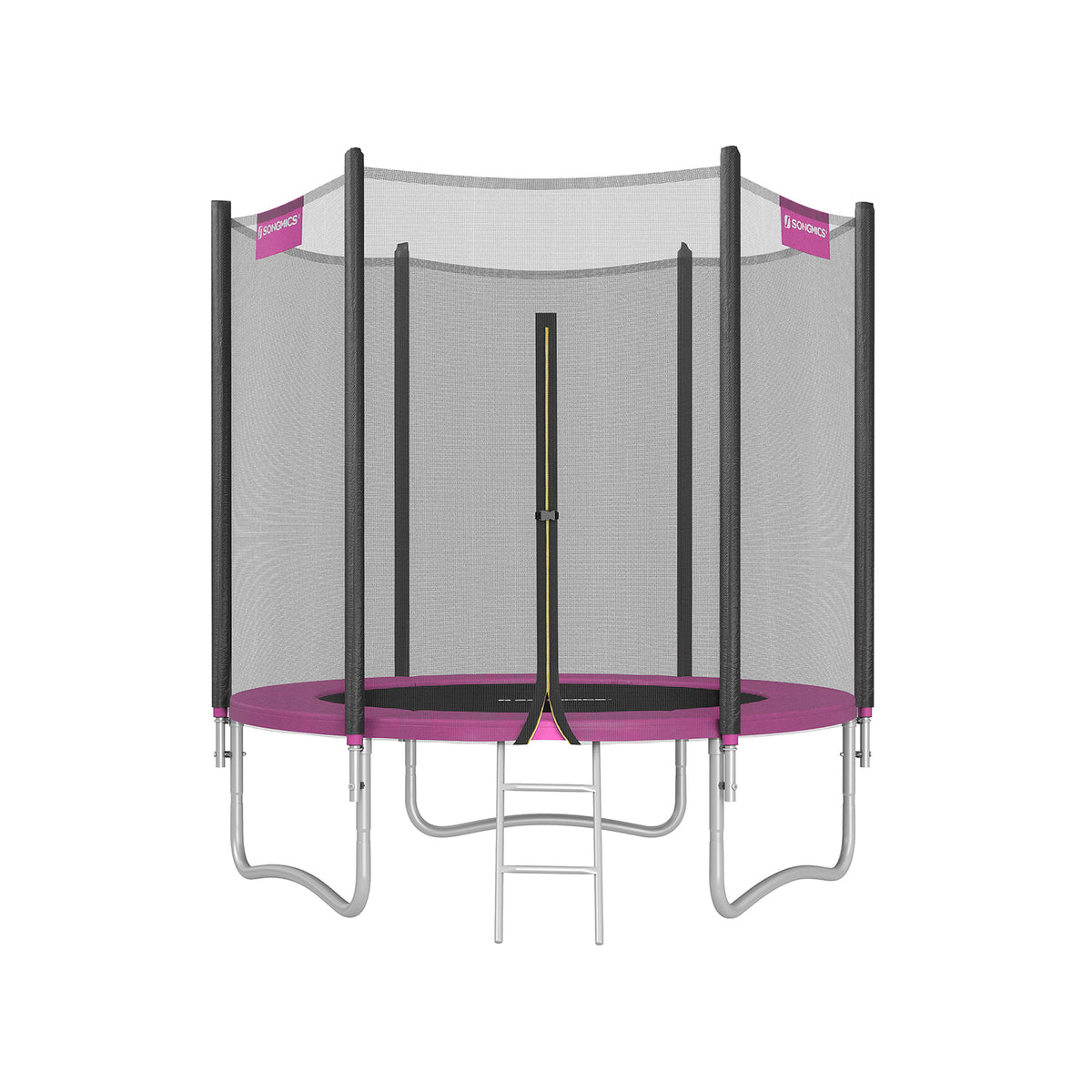 Trampolino da Giardino con Recinto Coperta per Molle 100 kg Nero e Rosa
