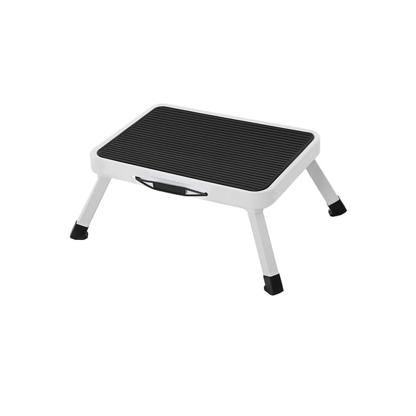 Scaletta a Gradini Pieghevole Antiscivolo 150 kg Sgabello in Acciaio Bianco