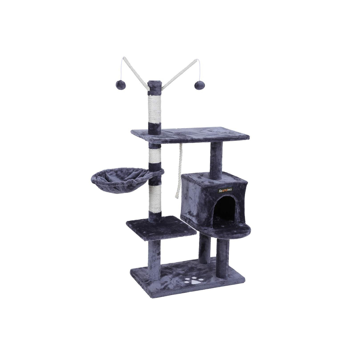 Albero Per Gatti Heybly - Con Cestino Extra Large, Piattaforma Morbida E Colonne In Sisal, Tiragraffi Multilivello, Colore Beige/Marrone
