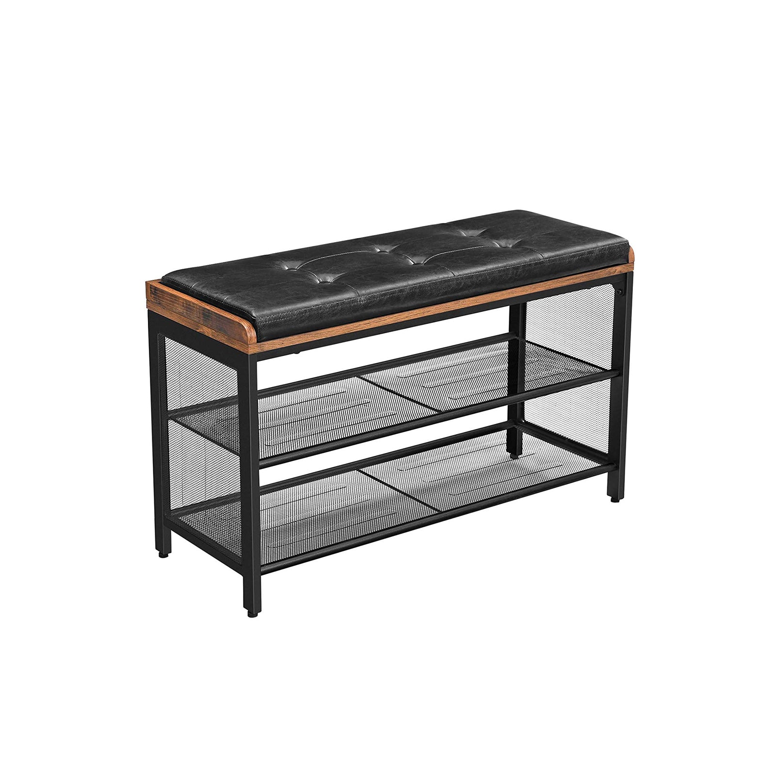 HOOBRO Scarpiera a 4 Livelli, Scaffale Portascarpe, Ripiani di Rete Regolabili, 9-12 Paia di Scarpe, Stabile, per Ingresso, Corridoio, Soggiorno, Marrone Vintage e Nero EBF09XJ01 HOOBRO Scarpiera a 4 Livelli, Scaffale Portascarpe, Ripiani di Rete Regolabili, 9-12 Paia di Scarpe, Stabile, per Ingresso, Corridoio, Soggiorno, Marrone Vintage e Nero EBF09XJ01